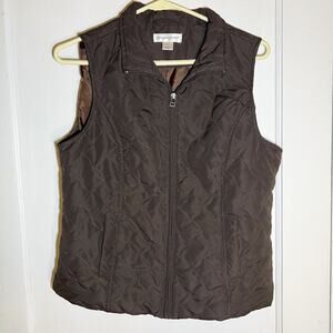 3 for $30 Christopher & Banks Brown Quilted Zip Vest Lightweight Small